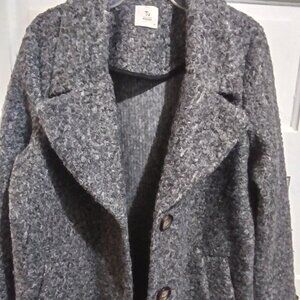 Tu Woman Boucle Borg Style Teddy Jackets/Coats Gray/Black Casual Outdoors sz 16